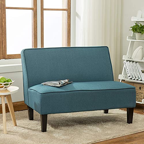 Changjie Furniture Small Loveseat Sofa Couch Upholstered Small Love Seat Mini Sofa Couch For Bedroom Living Room (Blue) #TOP5