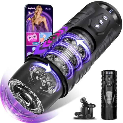 EINSEO AI Sync Male Masturbator Sex Toys for Men - Adult Toy Male Sex Toys with 7 Thrusting & 7 Rotating Modes, Pocket Pussy Hands Free Sex Machine LCD Display with Visual Window & Mounting Base