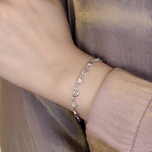 925 Sterling Silver Infinity Love Heart Link Bracelets Women Cute Animal Little Rabbit Bangle Jewelry Gifts For Wife Her,6.7in +1.3in Extender Chain2