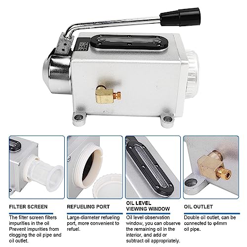 Image of Generic Manual Lubricating Oil Pump, 500CC Hand Lubrication Pump CNC Pump Oiler 4mm Double Oil Outlet for Punching Milling Machine Tool, Hand Oiler Lubricator Lubricating Oil Pump for Mill