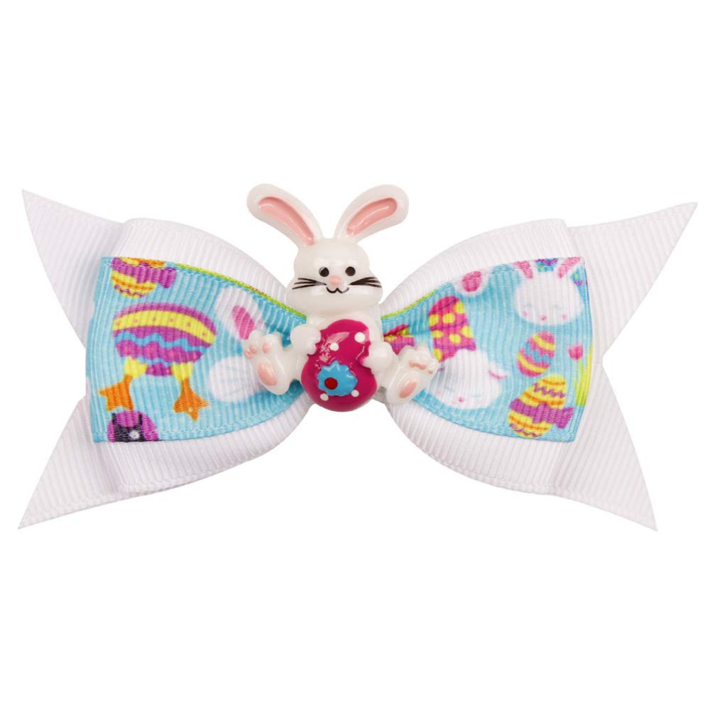 Lurrose 4Pcs Pinces à Cheveux de Pâques Lapin Barrettes de Cheveux Bowknot Cheveux Décoration Enfants Dessin Animé Épingles à Cheveux Coloré Headwrap