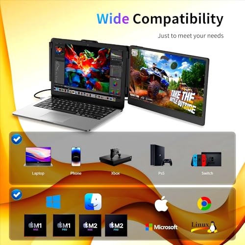 Image of CIDETTY Laptop Screen Extender, 14 inch Dual Portable Monitor FHD 1080P IPS, USB-C /HDMI Plug & Play Travel Screen for 13-17 inch Laptops, Compatible with Wins /Mac /Chrome /Switch /Android