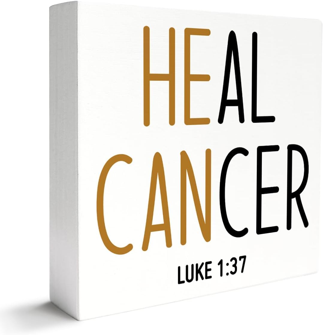 Heal Cancer Box Sign 5x5 Inch Rustic Christian Scripture Decor