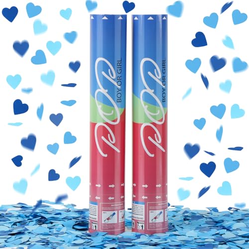 Gender Reveal Confetti Poppers Blue Biodegradable Confetti Cannon 2 Pack