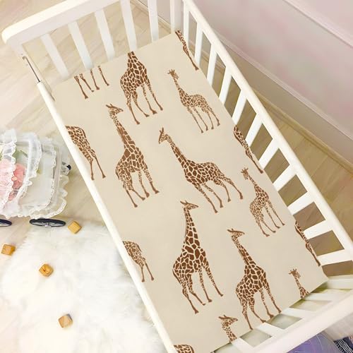 Image of Giraffe Spots in Shades Pattern Crib Sheets Stretchy Portable Sheets for Baby Toddler Breathable Soft Crib Mattress Sheet for Girls Boys