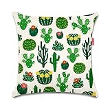 WEIANG Fundas para Cojines De Dos Caras Cojín Decorativos Estilo de Plantación Verde Nórdico Cactus Almohadas para Casa Sofá 45x45cm