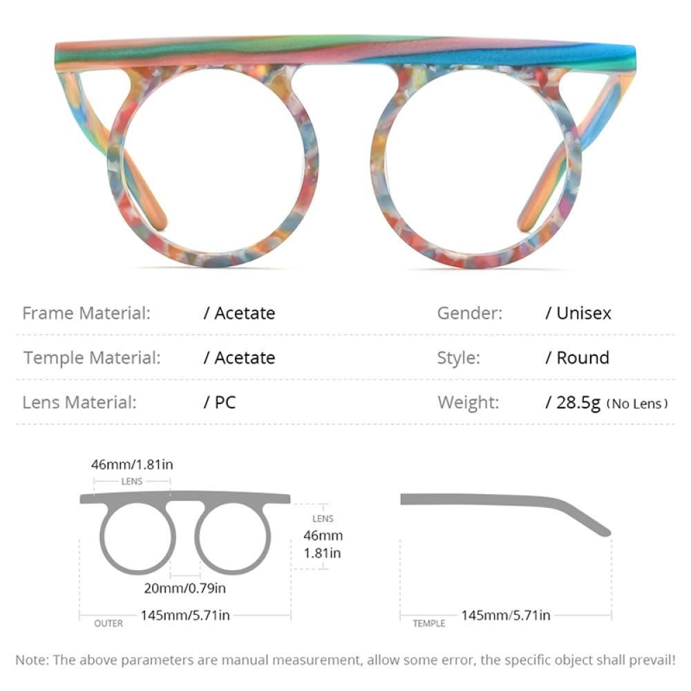 MUTYNE Occhiali da vista in acetato opaco Montatura da uomo Occhiali da vista rotondi moda Occhiali da vista da donna