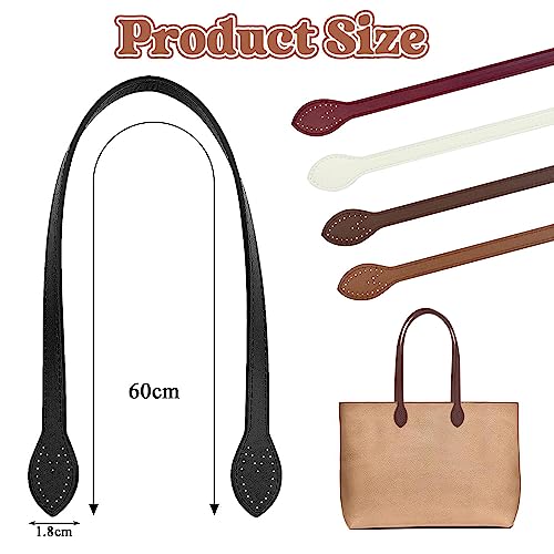 Kleemeiero 10 Stück Lederhandtasche Griffe 5 Farben Taschengriffe Leder PU Schultergurte Leder Taschenhenkel Mit Ohrenform-Endlöcher Für Gehäkelte Taschen Geldbörsen-Einkaufstasche, 60 cm / 23.4'