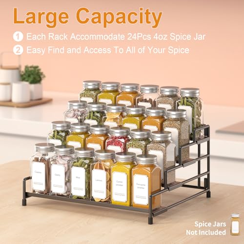 RUILALIFE-4-Tier-Spice-Rack-Organizer-for-Cabinet-Adjustable-Depth-Spice-Holder-Shelf-For-Countertop-Pantry-Cupboard-Metal-Tiered-Seasoning-OrganizerDisplay-Shelf-Riser-Black-1-Pack