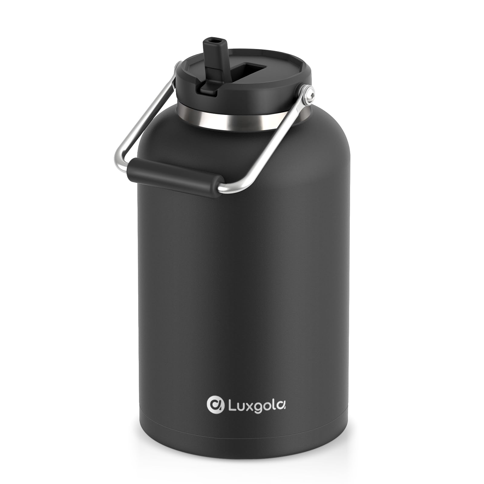 Luxgola 128 oz Insulated Water Jug with Straw Lid and Handle, One Gallon Stainless Steel Large Double Vacuum Water Bottle for Hot & Cold Drinks -