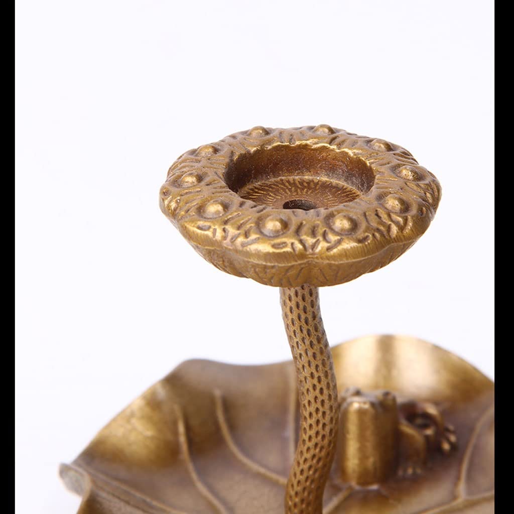 Quemador de incienso de reflujo, diseño de hoja de loto de latón, 7,2 x 4 x 9,5 cm, crea un fascinante efecto de cascada