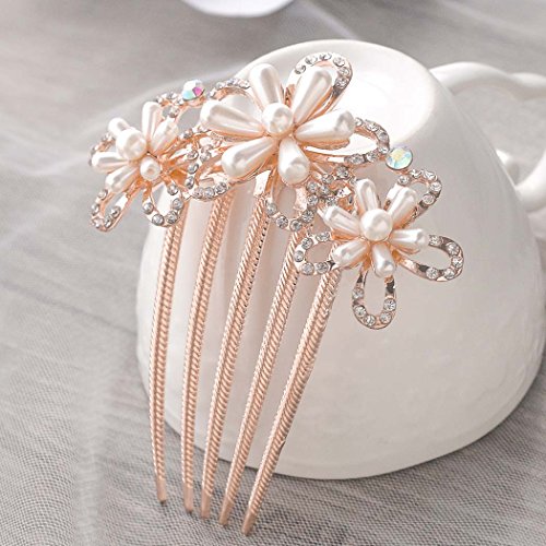 Aukmla Vintage Wedding Hair Combs with Rhinestones for Bride, Bridal Hair Accessories for Women
