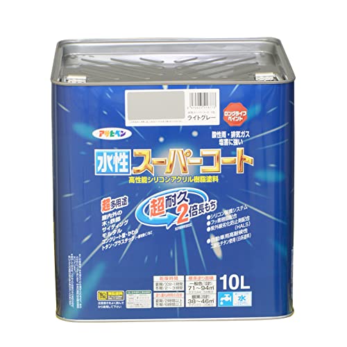 アサヒペン ペンキ 水性スーパーコート 水性多用途 ライトグレー 10L