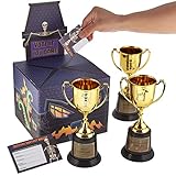 Halloween Costume Contest Ballot Box, 50 Voting Cards, & 3 Large Trophies with Customizable Labels - 8.6' x 4.5' Awards & 12 Stickers - Fun for Home, Work, & Bar - Party Supplies, Games, & Favors