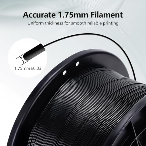 Image of RepRapper Black PETG Filament 1.75mm 5KG Giant Spool(11.02 lb), High Toughness Weather Resistant Low Odor Printing Material, Compatible with Most FDM 3D Printers