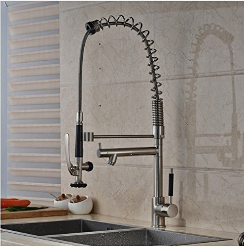 Mitigeur de cuisine design 75 cm en finition nickel brossé
