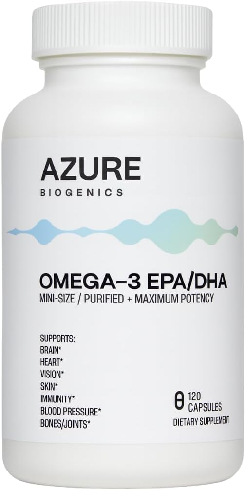 Omega-3 Supplement-High Potency EPA/DHA Fish Oil- Supports Brain, Heart, Vision, Skin, Immunity, Blood Pressure & Bones/Joint*-Molecularly Distilled, Ultra-Purified-120 Easy to Swallow, Mini Softgels