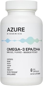 Omega-3 Supplement-High Potency EPA/DHA Fish Oil- Supports Brain, Heart, Vision, Skin, Immunity, Blood Pressure & Bones/Joint*-Molecularly Distilled, Ultra-Purified-120 Easy to Swallow, Mini Softgels