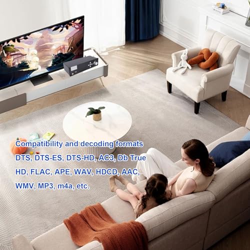 Yanmis Decodificador de Sonido Envolvente 5.1, Decodificador DTS HD AC3 con Bluetooth 5.0 y Salida Coaxial óptica, para Cine en Casa, Reproductor de DVD y Bluray TV (Enchufe de la UE) - imagen 3