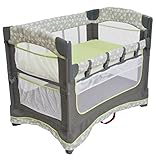 Arm’s Reach Ideal Ezee 3 in 1 Co-Sleeper Folding Bedside Bassinet and Play Yard Featuring Breathable Mesh Sides with Side Pockets for Storage and 4-Inch Sleeping Nest, Dandelion