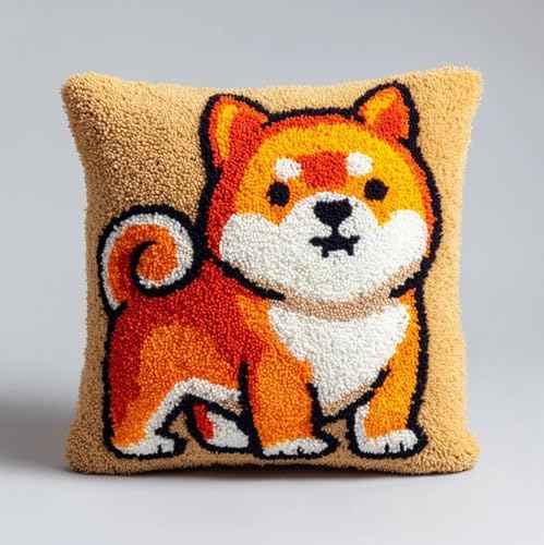 Kit Broderie Coussin Akita Inu pour décorer un salon cocooning et chaleureux