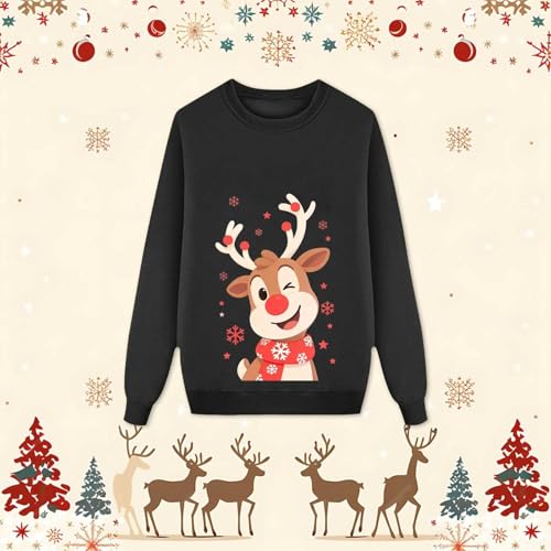 Matching Family Christmas Sweatshirts Xmas Elk Reindeer Crewneck Pullover - image 2