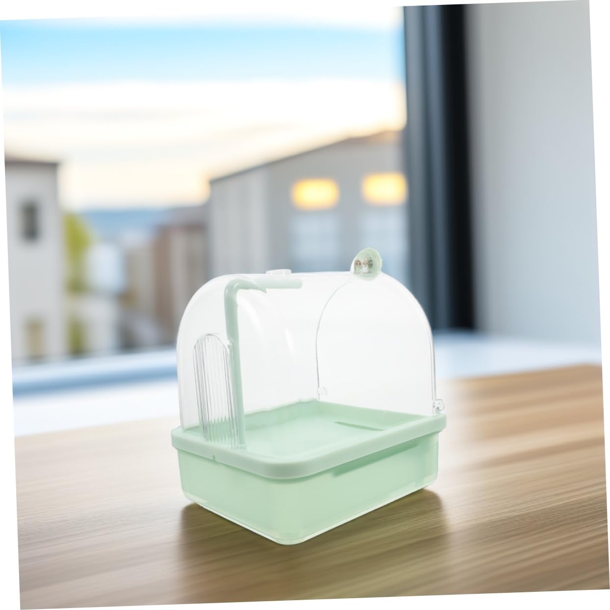 Baño para Pájaros para Jaula con Grifo Giratorio 180° y Diseño Exterior, Bañera Automática de Abs para Cuidado Interior de Conures