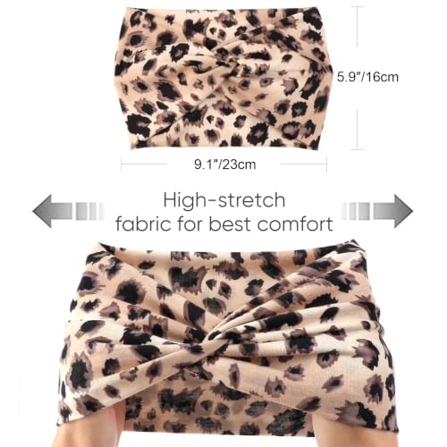 Image of DRESHOW 4 Pack Turban Headbands for Women Wide Vintage Head Wraps Knotted Cute Hair Band Accessories