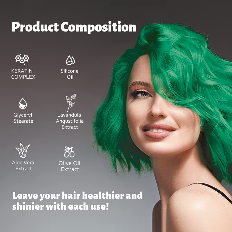 Miniatura 3 de LORELTY Tinte semipermanente para el cabello (7.3 onzas líquidas, verde elfo) vegano y sin crueldad, sin daños  LORELTY te hace único