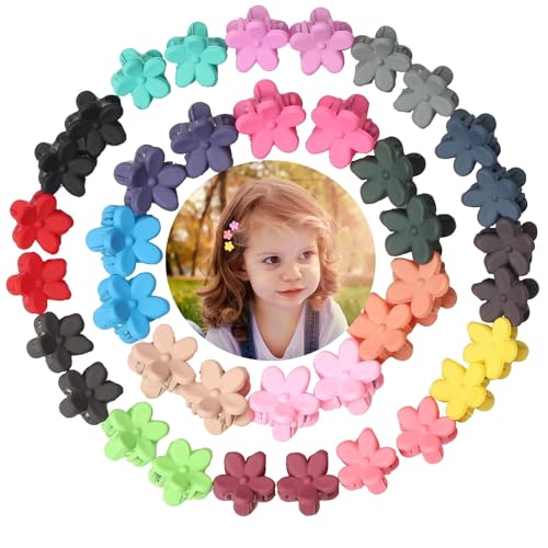 Image of NEOBABY Mini Colorful Flower Design Tiny Hair Clip for Multiple Hair Styling | Hair Claws Accessories for Kids Baby Girls and Women's Multicolor (Pack of 36)