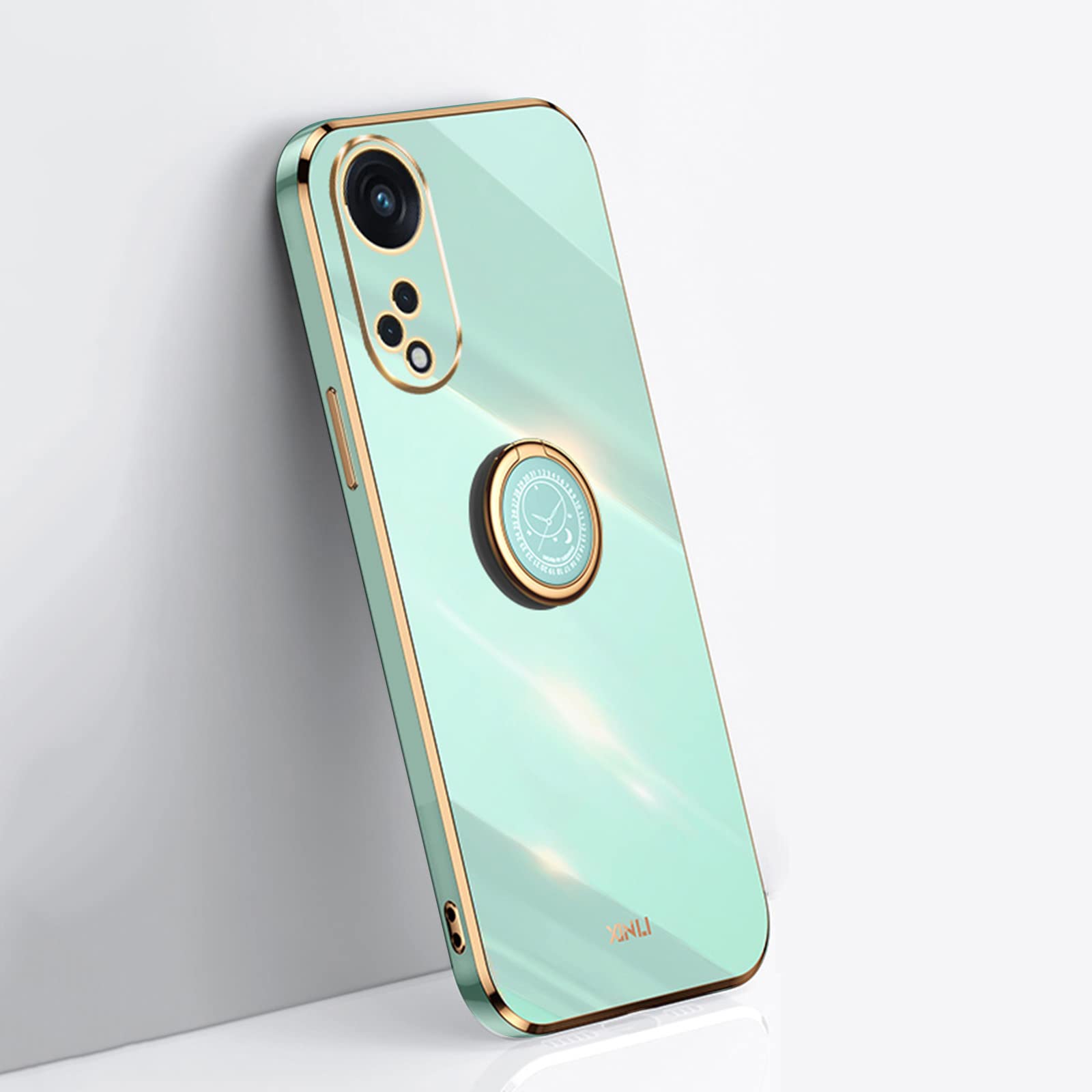 EasyLifeGo for OPPO Reno 8T 5G Case,Soft TPU Shockproof 360 Degree Ring Holder Kickstand Slim Plated Phone Case Cover_Mint Green