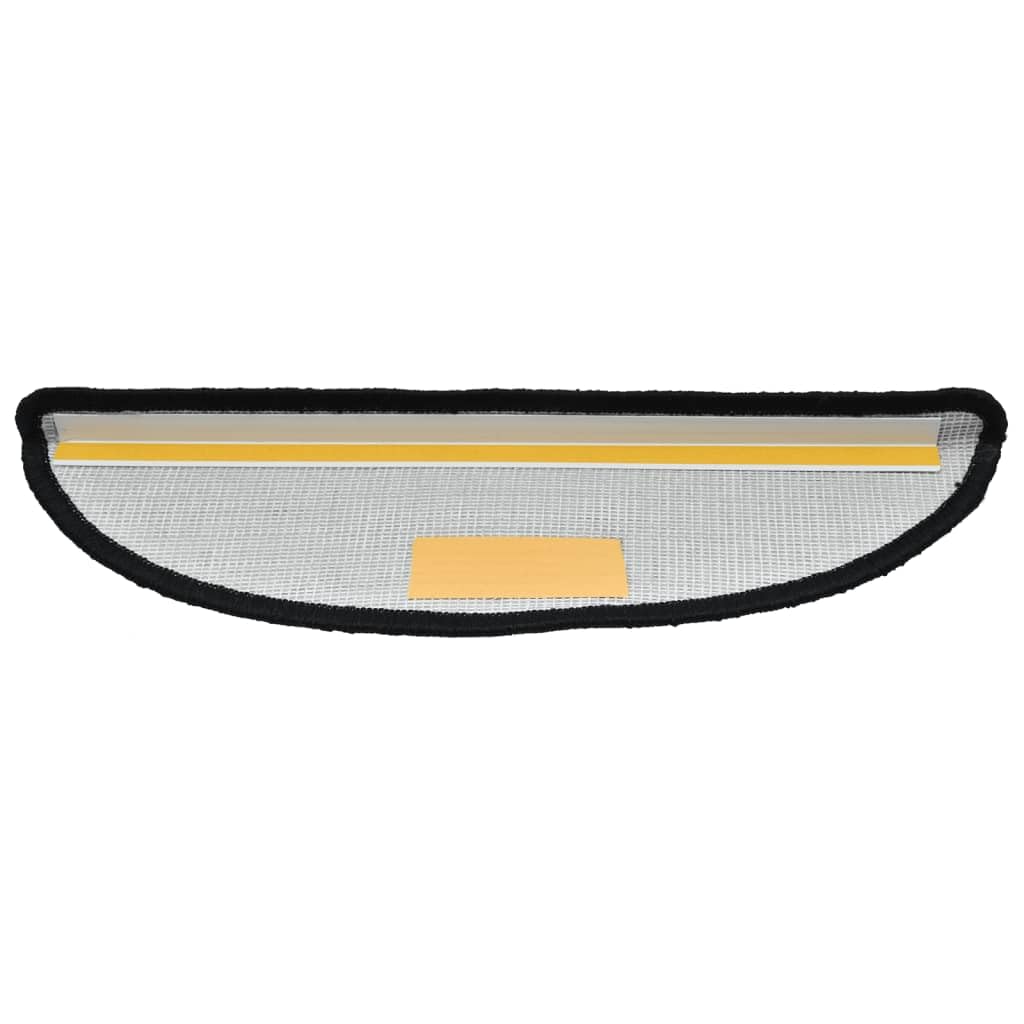 vidaXL Tapis d'escalier 15 pièces 56 x 17 x 3 cm Noir Demi-Rond