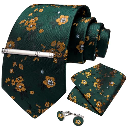 Image of DiBanGu Silk Floral Ties for Men Woven Paisley Necktie