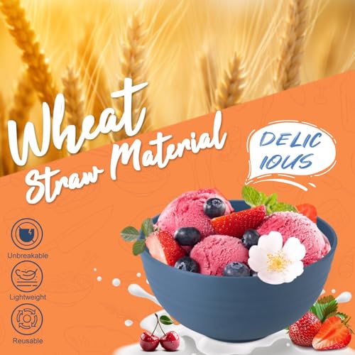 Image of Wheat Straw Dinnerware Sets, 20 PCS Service for 4, Dishwasher & Microwave Safe Kids Plates and Bowls Sets, Unbreakable Lightweight Outdoor Camping Dishes - Multicolor