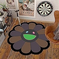 DIKFENS 32Inch Takashi Murakami Rug，Happy Face Rug，Flower