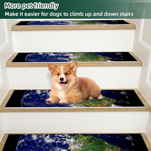 Alfombra para peldaños de madera Earth de 15 piezas y 76x20 cm 6