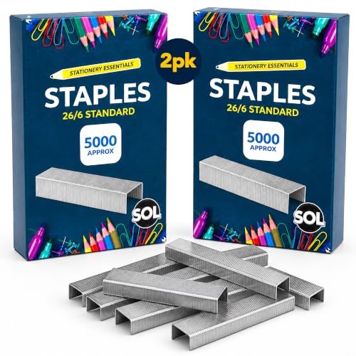 SOL 10 000pk Staples 26/6 Standard - Compatible With Standard Staplers