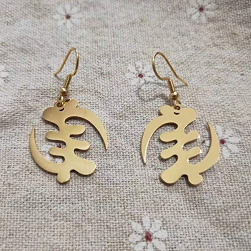 Exaggerated African Symbol in Afrcan Map Earrings Gold Color Stainless Steel Comb with Symbol Ethnic Jewelry3