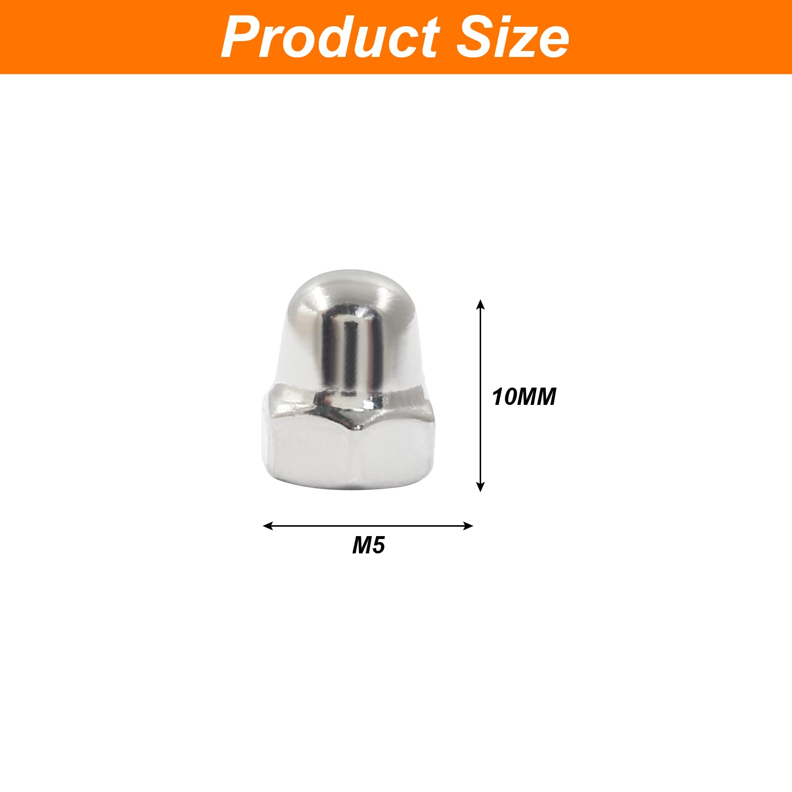 M5-0.8mm Acorn Hex Cap Nuts 50-Pack - 304 Stainless Steel - View #8