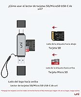 Vista 8 de uni Lector de tarjetas SD, adaptador USB C a tarjeta Micro SD de alta velocidad USB 3.0 con ranuras duales, lector de tarjetas de memoria