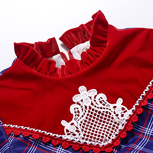 Pettigirl Girls Winter Vintage Burgundy Fashion Plaid Lace Ruffle Clothing Kids Teenage Stylish Holiday Dresses Suits3