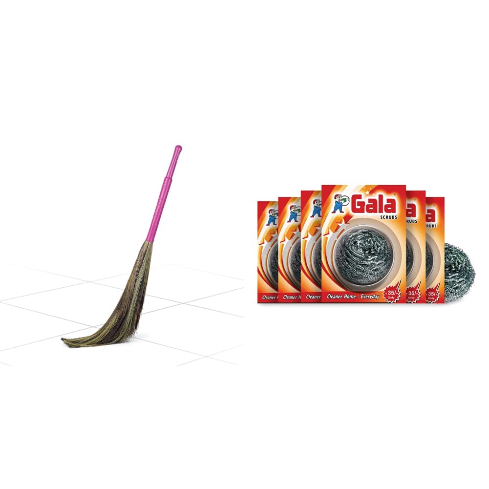 Gala King Kong Grass Floor Broom - Pack of 1, Pink
