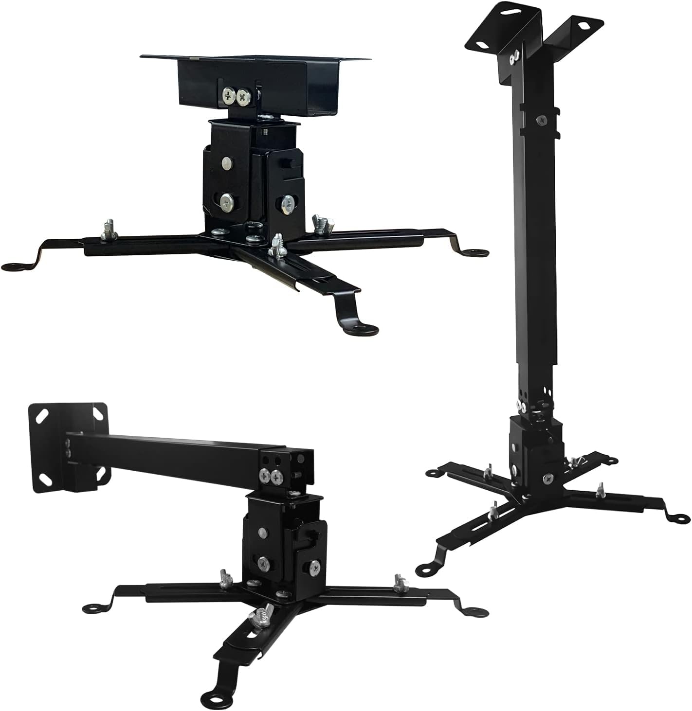 XTECTORVIEW Heavy Duty 4 Feet (28 Inch to 48 Inch) Adjustable Projector Ceiling Mount Stand, Universal Projector Wall Mounting Bracket Kit with Swivel, Tilt & Height Adjustments (Black)