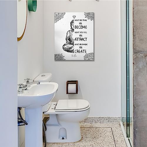 Zen Bathroom Wall Art Buddha Meditation Pictures Wall Decor Zen Inspirational Spiritual Quotes Canvas Print Painting Framed Home Decorations Artwork For Office Bathroom Bedroom Yoga Room 12"X16" #TOP5