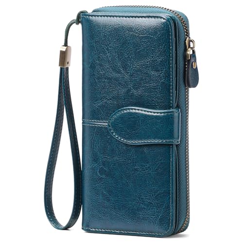 Portafoglio Donna Grande Capacità Portamonete Lungo Cerniera con Bloccaggio RFID Porta Carte con 21 scomparti le carte di credito Borsellino