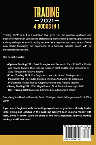 Trading 2021: 4 BOOKS IN 1. Forex + Options + Swing + Day Trading. Advanced Strategies And Mindset To Earn $15,000 A Month in No Time. BONUS: Passive Income, Cryptocurrencies, Futures, Stock Market 51uLtjUo3pL - Trading 2021: 4 BOOKS IN 1. Forex + Options + Swing + Day Trading. Advanced Strategies And Mindset To Earn $15,000 A Month in No Time. BONUS: Passive Income, Cryptocurrencies, Futures, Stock Market