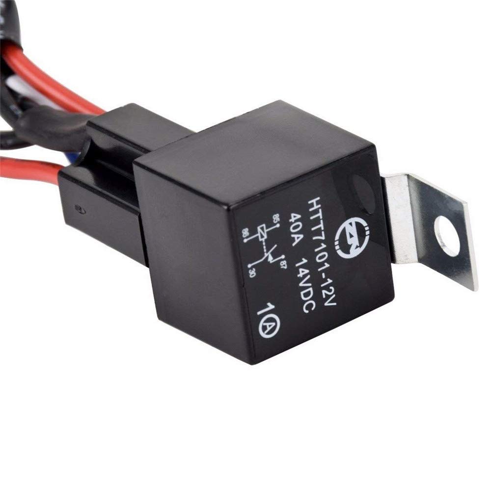 Auto Car LED Light Bar Fog Lamp Cable Wiring Harness Kit with 40A 12V ON/Off Switch Relay Kit Fuse 72W/120W/180W/240W/288W/300W (40A)