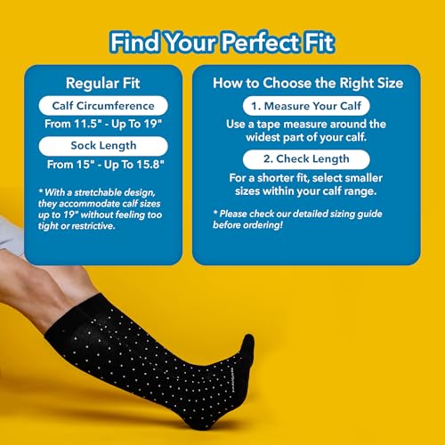 Image of Wellow Knee High Compression Socks for Men & Women - Made with Viscose from Bamboo, Swelling & Pregnancy Support