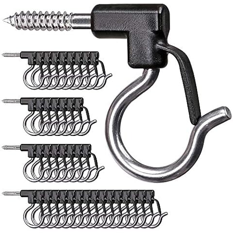 SELEWARE Stainless Steel 20 Pieces Q-Hanger, Home Christmas Lights Hanger Hooks with Screw for Garage New Year Party Outdoor Easy Release Wire and Fairy Led Lights, Heavy Duty Cover