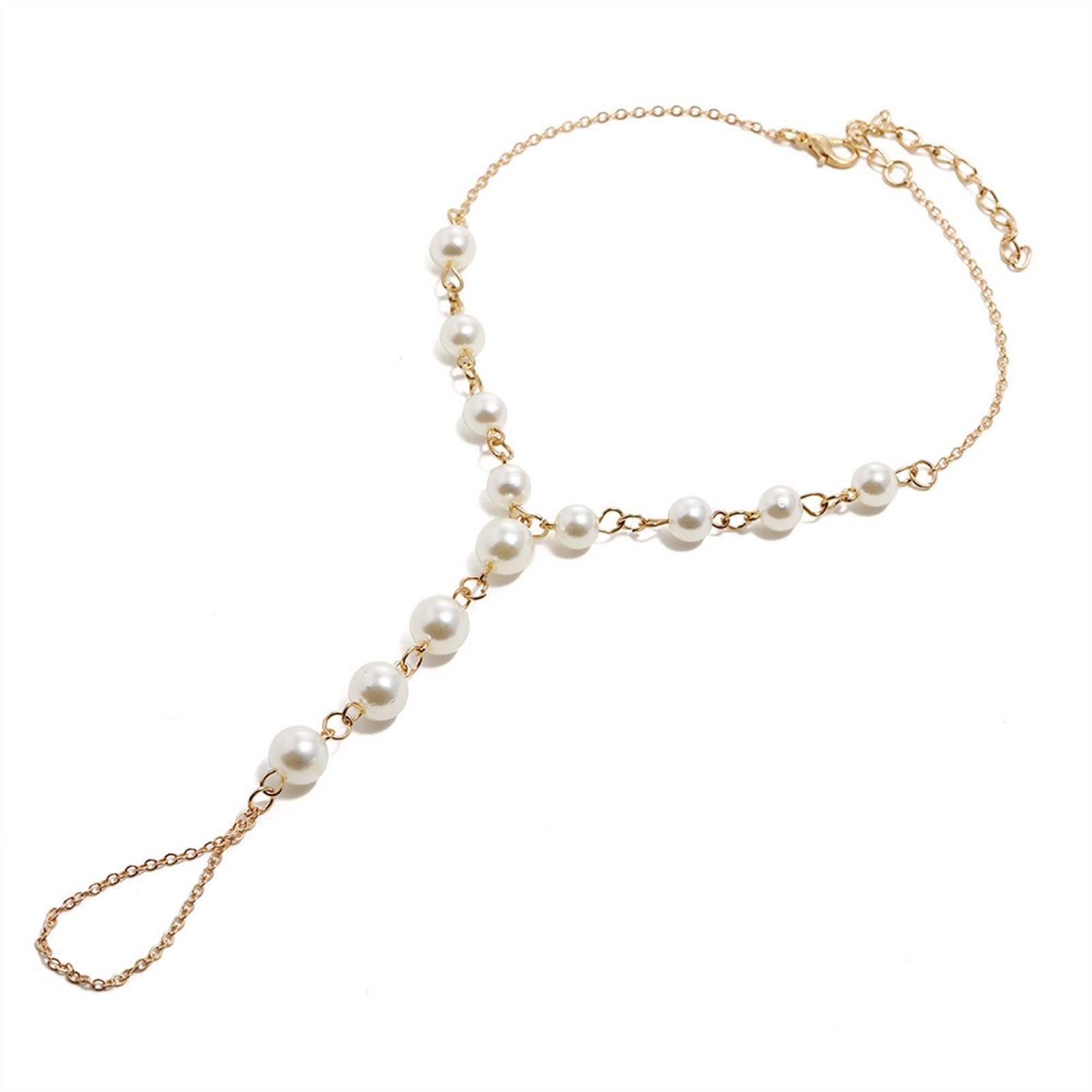 Cavigliere Calzature da Spiaggia Semplici Fatte a Mano Imitazione Punta di Perla Cavigliere Regolabili Cavigliere da Donna Cavigliere da Donna (Color : Silver)